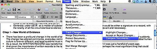 word for mac show differences between two documents